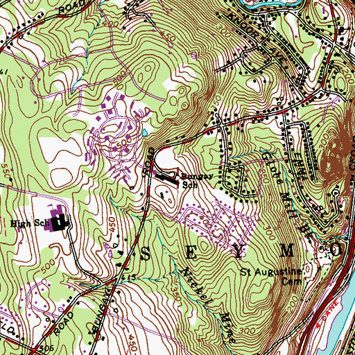 Topographic Map of Rungay School, CT