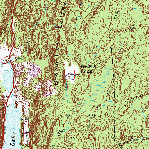 Topographic Map of Ruscom Pond, CT