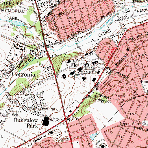 Topographic Map of Lees Hall, PA