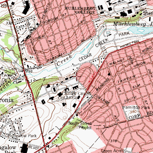Topographic Map of President's House - Cedar Crest College, PA