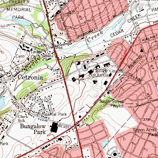 Topographic Map of The Dorothy Rider Pool Science Center, PA