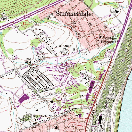 Topographic Map of Bart A Milano Hall, PA