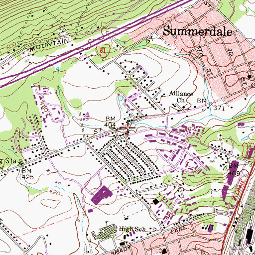 Topographic Map of Kids on Campus Child Development Center, PA