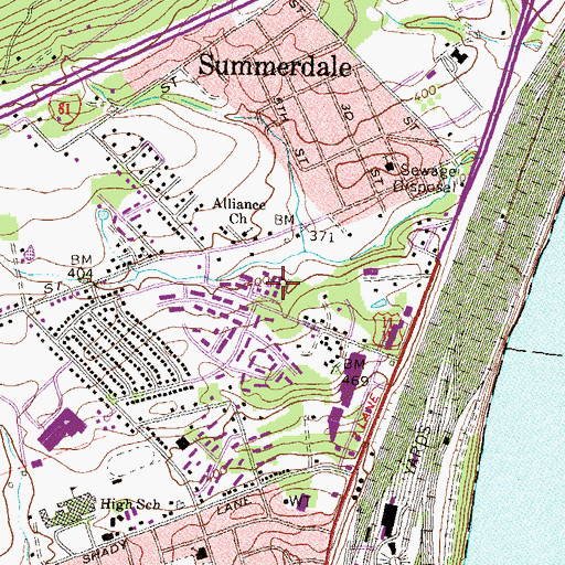 Topographic Map of Teri Hall Apartments, PA