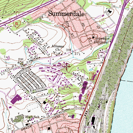 Topographic Map of Todd Hall Apartments, PA