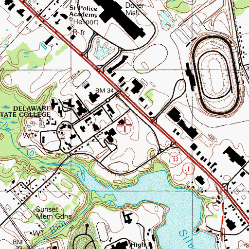 Topographic Map of Delaware State University Airway Science Department, DE