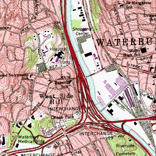 Topographic Map of Russell School, CT