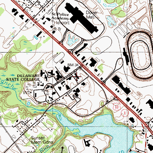 Topographic Map of Delaware State University John R Price Building, DE