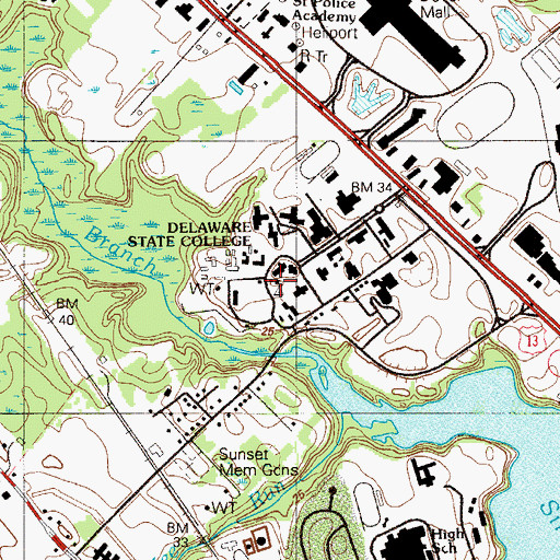 Topographic Map of Delaware State University Loockerman Hall, DE