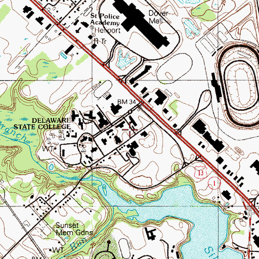 Topographic Map of Delaware State University Luna I Mishoe Science Center, DE
