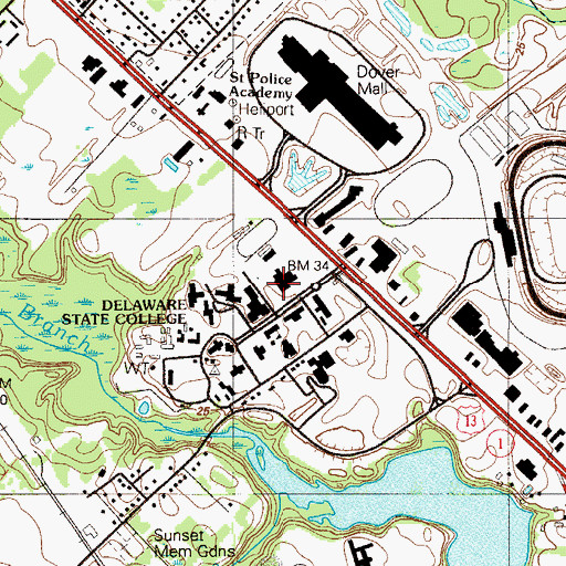 Topographic Map of Delaware State University Martin Luther King Junior Student Center, DE