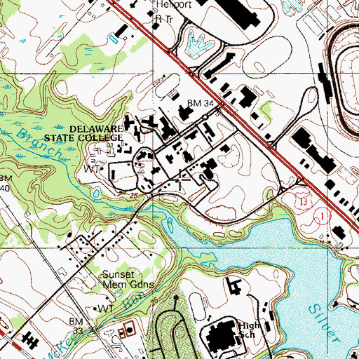 Topographic Map of Delaware State University President's House, DE