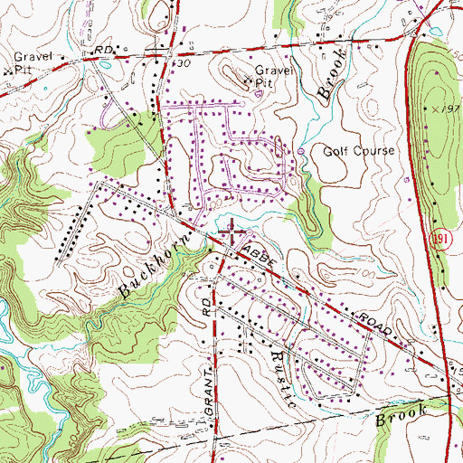 Topographic Map of Rustic Brook, CT