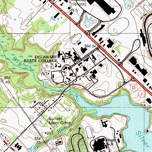 Topographic Map of Delaware State University Warren - Franklin Hall, DE