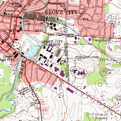 Topographic Map of Hall of Arts and Lecture, PA