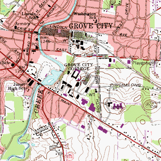Topographic Map of Helen Harker Hall, PA