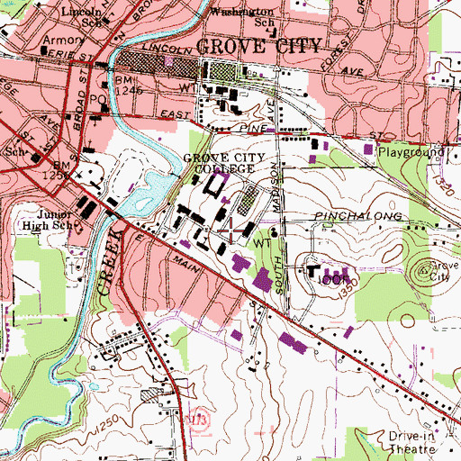 Topographic Map of Hoyt Hall of Engineering, PA