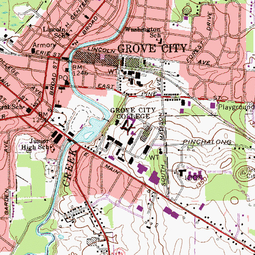 Topographic Map of Mary Anderson Pew Dormitory, PA