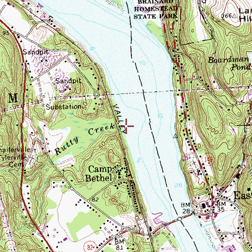 Topographic Map of Rutty Creek, CT