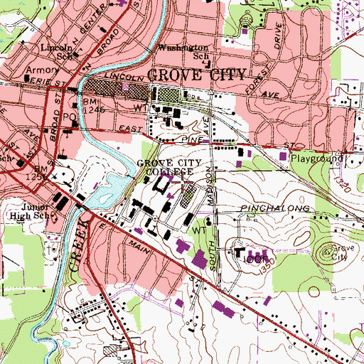 Topographic Map of Mary Ethel Pew Dormitory, PA