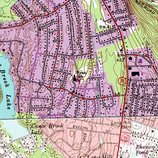 Topographic Map of Jane Ryan School, CT
