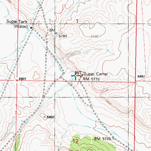 Topographic Map of Supai Camp, AZ