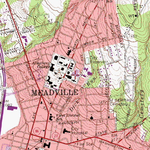Topographic Map of Henderson Campus Center, PA