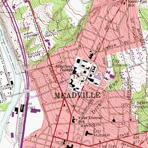 Topographic Map of Hulings Hall, PA