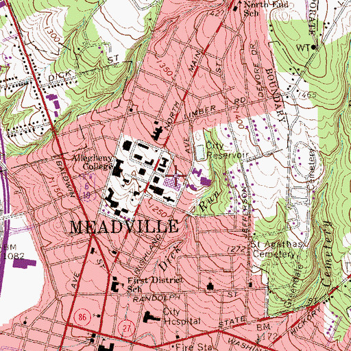 Topographic Map of McKinley's Food Court, PA