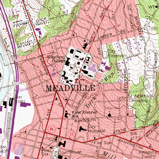 Topographic Map of Pelletier Library, PA