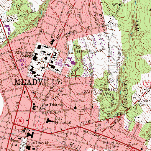 Topographic Map of Ravine-Narvik Hall, PA