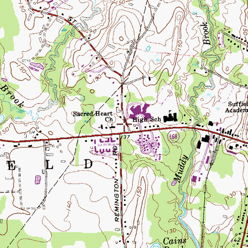 Topographic Map of Sacred Heart Church, CT