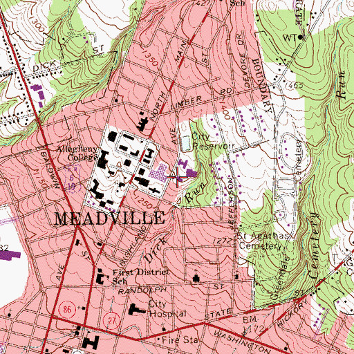 Topographic Map of Wise Sport and Fitness Center, PA