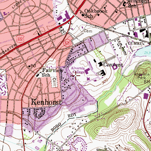 Topographic Map of Assist Hall, PA