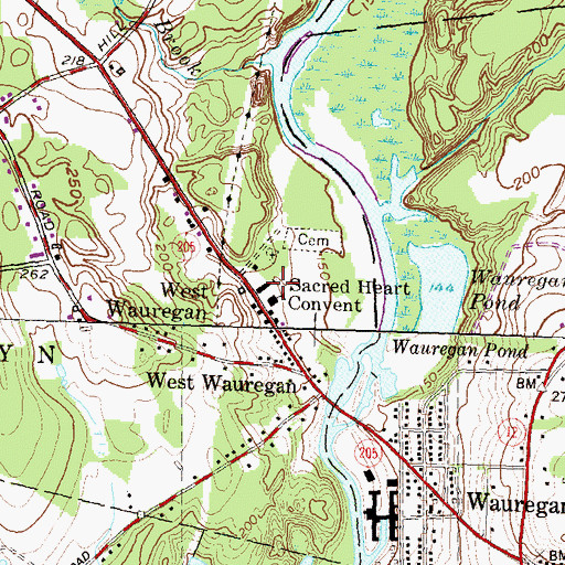 Topographic Map of Sacred Heart Convent, CT