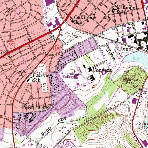 Topographic Map of Bernardine Hall with New Science Building, PA