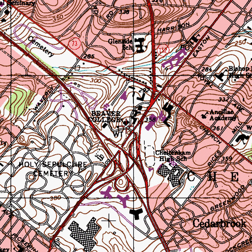 Topographic Map of Grey Towers Castle, PA