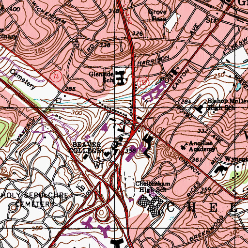 Topographic Map of Knight Hall, PA