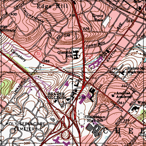 Topographic Map of University Guest House, PA