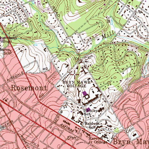 Topographic Map of Bern Schwartz Gymnasium, PA