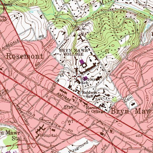 Topographic Map of Bettws-y-Coed Building, PA