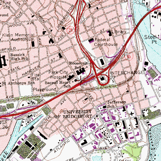 Topographic Map of Sacred Heart School, CT