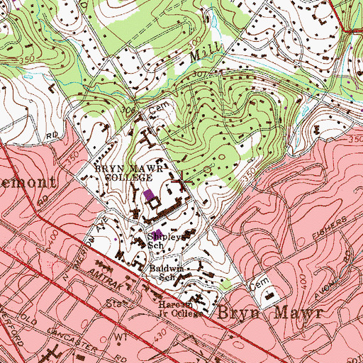 Topographic Map of Denbigh Residence Hall, PA