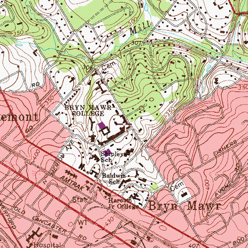 Topographic Map of Eugenia Chase Guild Hall, PA