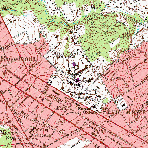 Topographic Map of John D Rockefeller Hall, PA