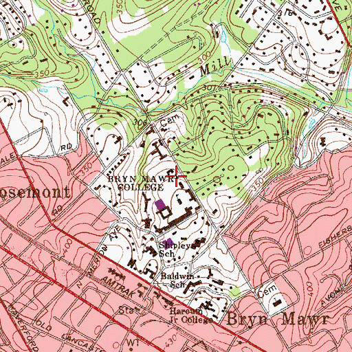 Topographic Map of Marie Salant Heuberger Centennial Campus Center, PA