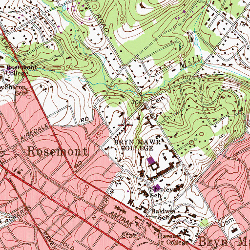 Topographic Map of Multicultural Center, PA