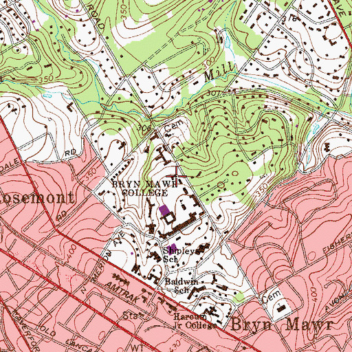 Topographic Map of Radnor Residence Hall, PA