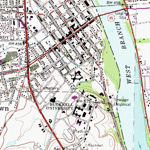 Topographic Map of Bucknell Cottage, PA