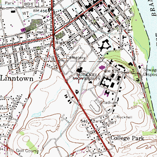 Topographic Map of Gerhard Fieldhouse, PA